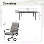 Captiva Designs 9pc Patio Dining Set with Slat-top Adjustable Steel Rectangle Table & Padded Textilene Swivel Chairs