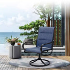 Captiva Designs 9pc Patio Dining Set with Slat-top Adjustable Steel Rectangle Table & Padded Textilene Swivel Chairs
