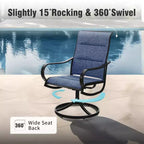 Captiva Designs 9pc Patio Dining Set with Slat-top Adjustable Steel Rectangle Table & Padded Textilene Swivel Chairs