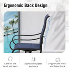 Captiva Designs 9pc Patio Dining Set with Slat-top Adjustable Steel Rectangle Table & Padded Textilene Swivel Chairs
