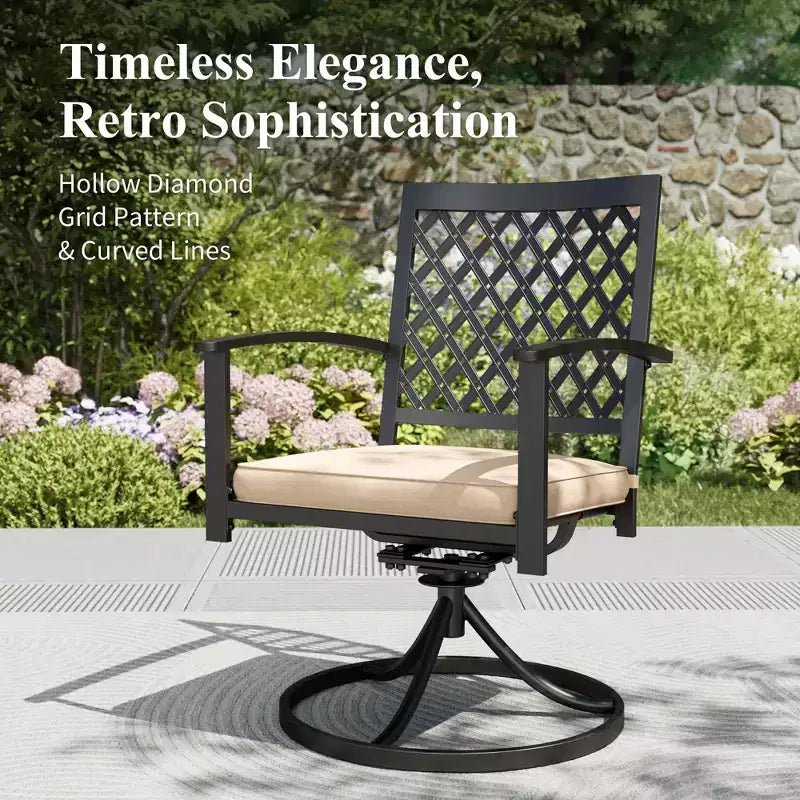 Captiva Designs 9pc Patio Slat-top Adjustable Steel Rectangle Dining Table & Black Metal Chairs