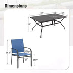 Captiva Designs 7pc Patio Dining Set with Slat-top Rectangle Table & Sling Fixed Chairs