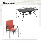 Captiva Designs 7pc Patio Dining Set with Slat-top Rectangle Table & Sling Fixed Chairs