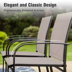 Captiva Designs 7pc Patio Dining Set with Slat-top Rectangle Table & Sling Fixed Chairs
