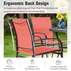 Captiva Designs 7pc Patio Dining Set with Slat-top Rectangle Table & Sling Fixed Chairs