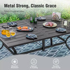 Captiva Designs 7pc Patio Dining Set with Slat-top Rectangle Table & Sling Fixed Chairs