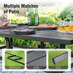 Captiva Designs 7pc Patio Dining Set with Slat-top Rectangle Table & Sling Fixed Chairs
