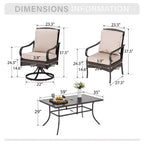Captiva Designs 7pc Patio Dining Set with Rectangle Steel Table & Rattan Metal Arm Chairs