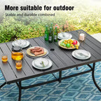 Captiva Designs 7pc Patio Dining Set with Rectangle Steel Table & Rattan Metal Arm Chairs