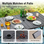 Captiva Designs 7pc Patio Dining Set with Rectangular Steel Table & Aluminum Frame Textilene Chairs
