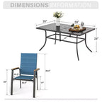 Captiva Designs 7pc Patio Dining Set with Rectangular Steel Table & Aluminum Frame Textilene Chairs
