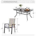 Captiva Designs 7pc Patio Dining Set with Rectangular Steel Table & Aluminum Frame Textilene Chairs