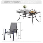 Captiva Designs 7pc Patio Dining Set with Rectangular Steel Table & Aluminum Frame Textilene Chairs