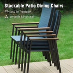 Captiva Designs 7pc Patio Dining Set with Rectangular Steel Table & Aluminum Frame Textilene Chairs