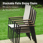 Captiva Designs 7pc Patio Dining Set with Rectangular Steel Table & Aluminum Frame Textilene Chairs