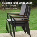 Captiva Designs 7pc Patio Dining Set with Rectangular Steel Table & Aluminum Frame Textilene Chairs