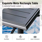 Captiva Designs 7pc Patio Dining Rectangle Steel Table with C-shaped Cross Bracket & Sling Fixed Chairs