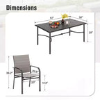 Captiva Designs 7pc Patio Dining Rectangle Steel Table with C-shaped Cross Bracket & Sling Fixed Chairs