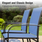 Captiva Designs 7pc Patio Dining Rectangle Steel Table with C-shaped Cross Bracket & Sling Fixed Chairs