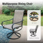 Captiva Designs 7pc Outdoor Rectangle Steel Table with Umbrella Hole & Textilene Swivel Chairs