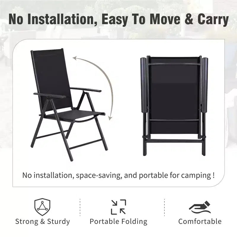 Captiva Designs – Ensemble de 6 pièces : Table carrée à lattes, chaises pliantes inclinables en textilène et parasol de marché