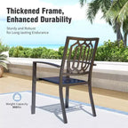 Captiva Designs 7pc Patio Dining Driftwood Finished Rectangle Steel Table & Metal Arm Chairs