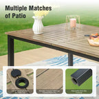 Captiva Designs 7pc Patio Dining Driftwood Finished Rectangle Steel Table & Metal Arm Chairs