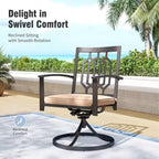 Captiva Designs 7pc Patio Dining Driftwood Finished Rectangle Steel Table & Metal Arm Chairs