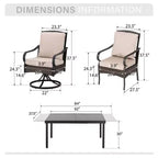 Captiva Designs 9pc Patio Dining Extendable Steel Rectangle Table & Rattan Metal Fixed Chairs & Swivel Arm Chairs
