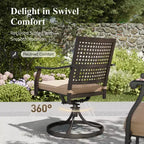 Captiva Designs 8pc Patio Dining Set with Rectangular Steel Table & Black Steel Chairs & Beige Umbrella