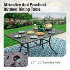 Captiva Designs 7PC Cast Aluminum Patio Dining Set with Rectangle Table & Flower Back Chairs