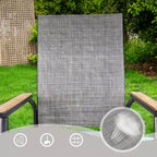 Captiva Designs 7pc Patio Slat-top Adjustable Rectangular Table & Gray Textilene Aluminum Chairs