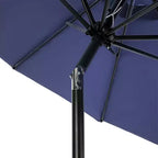 Captiva Designs 6pc Patio Dining Set with Steel Table & Blue Sling Chairs & Blue Umbrella