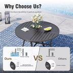 Captiva Designs 6pc Patio Dining Set with Steel Table & Blue Sling Chairs & Blue Umbrella
