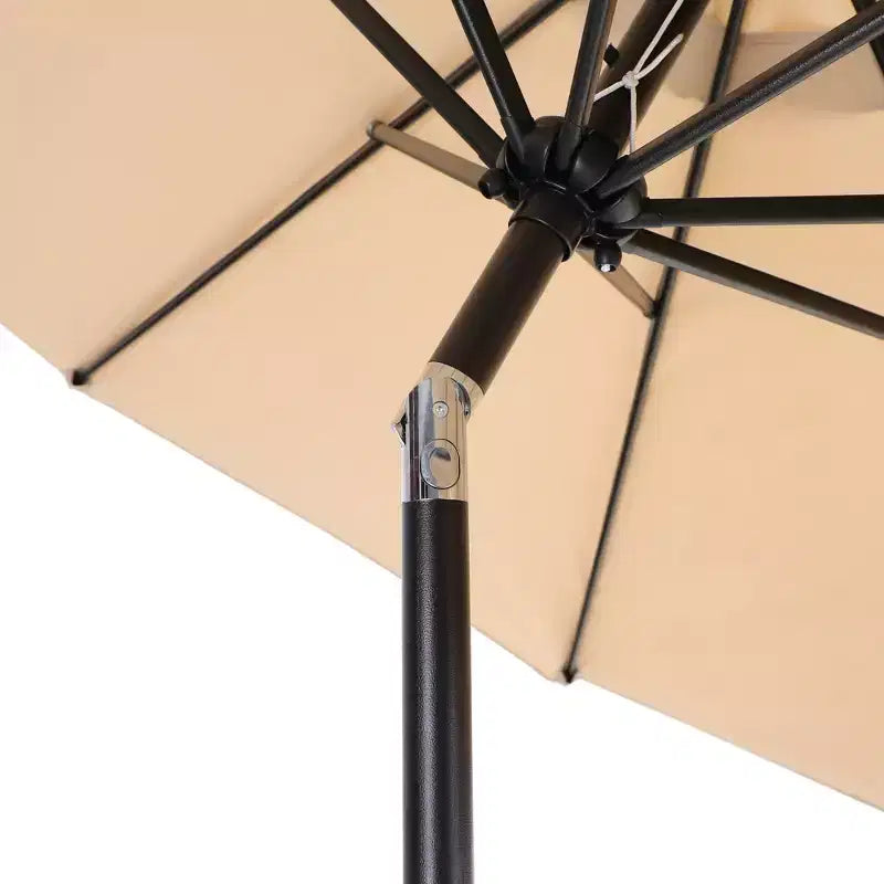 Captiva Designs 6pc Patio Dining Set Steel Table & Sling Fixed Chairs & Market Umbrella