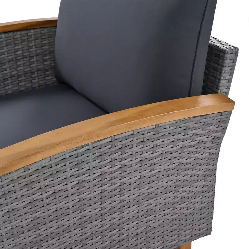 Whisen 9-Piece Weather-Resistant Patio Rattan Furniture Sets & Outdoor Conversation Sectional Sofa Couch Set with Coffee Table and Cushions - Gray