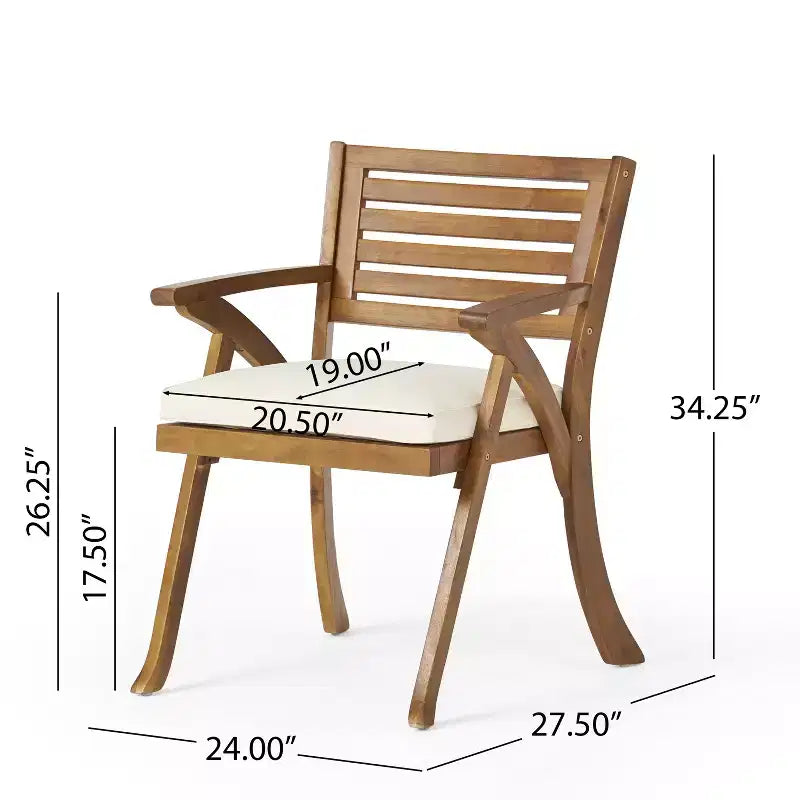 Christopher Knight Home Lovell Ensemble de salle à manger d'extérieur 7 pièces en bois d'acacia et fer avec coussins, teck et crème