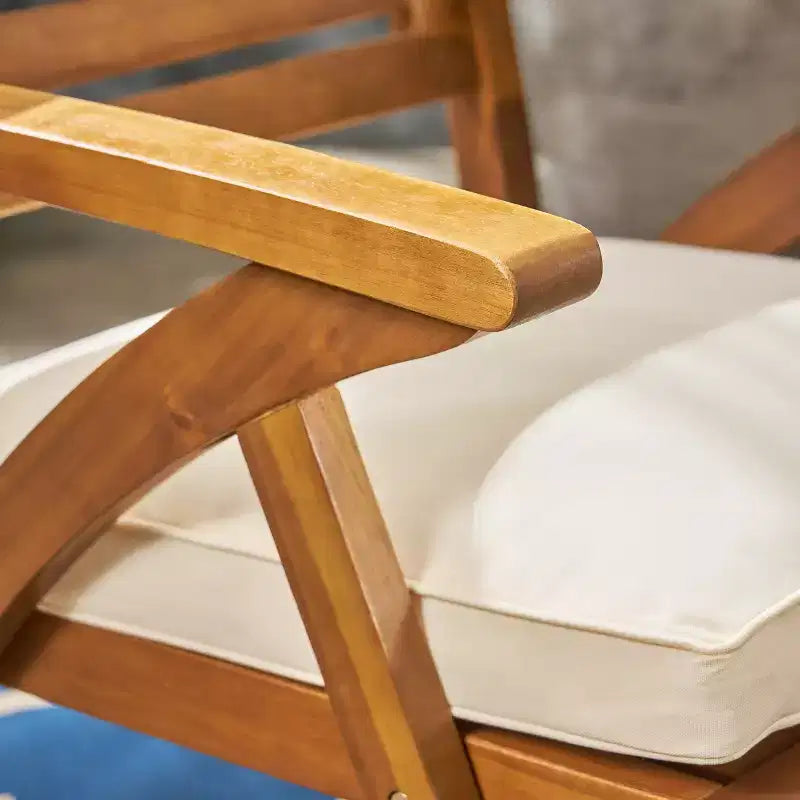 Christopher Knight Home Lovell Ensemble de salle à manger d'extérieur 7 pièces en bois d'acacia et fer avec coussins, teck et crème