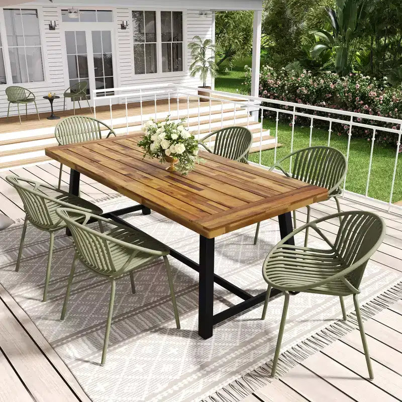 Christopher Knight Home Pablo 7 Piece Outdoor Modern Dining Set with Stackable Chair