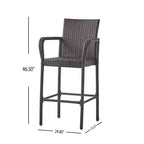 Christopher Knight Home Colbin Outdoor Wicker 5 Piece Square Bar Set, Multibrown