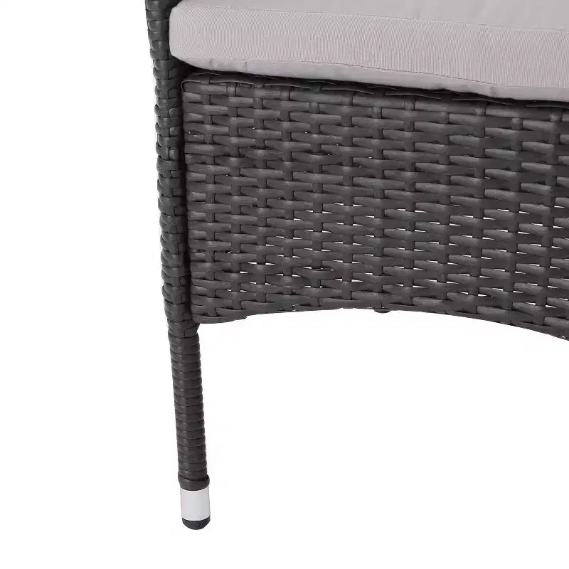 GDFStudio Aloha Outdoor Acacia Wood and Wicker 9 Piece Expandable Dining Set, Light Gray/Gray