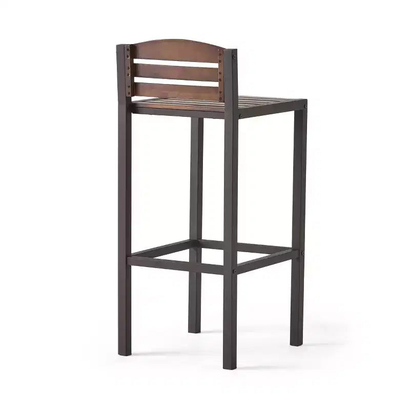 GDFStudio Darnel Outdoor Acacia Wood 3 Piece Bar Set, Dark Brown