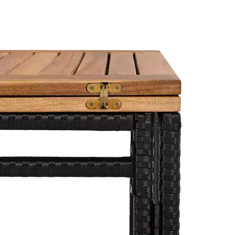Whisen 5-Piece Outdoor PE Rattan Wicker Bar Height Table Set With Foldable Tabletop and Cushions