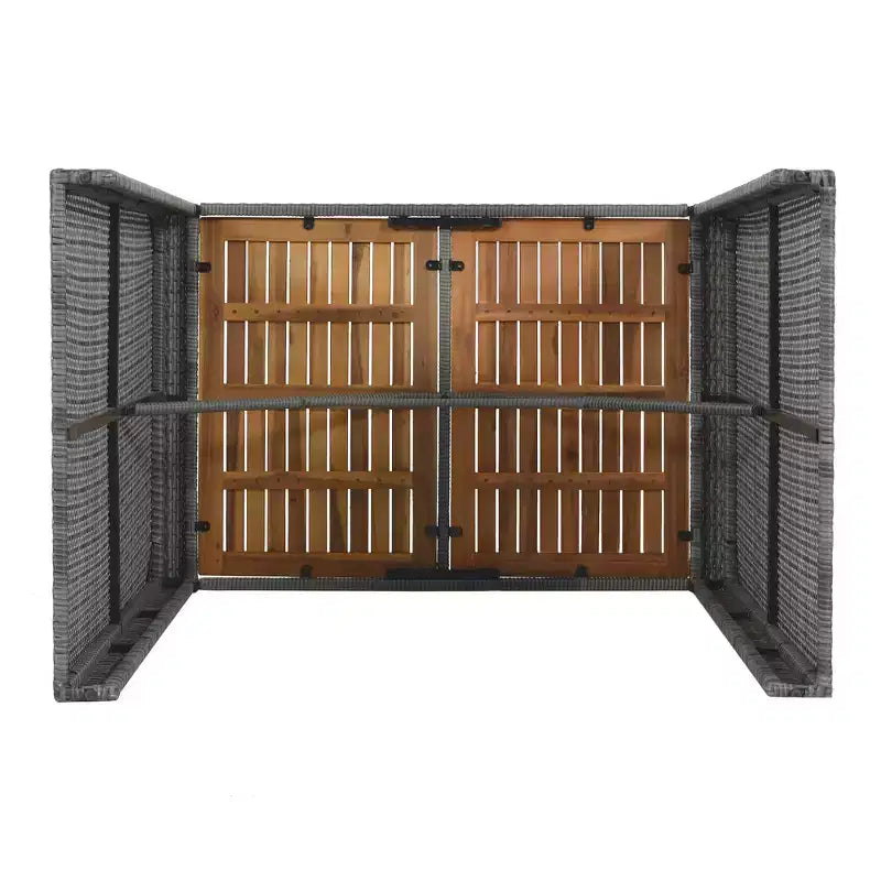 Whisen 5-Piece Outdoor PE Rattan Wicker Bar Height Table Set With Foldable Tabletop and Cushions