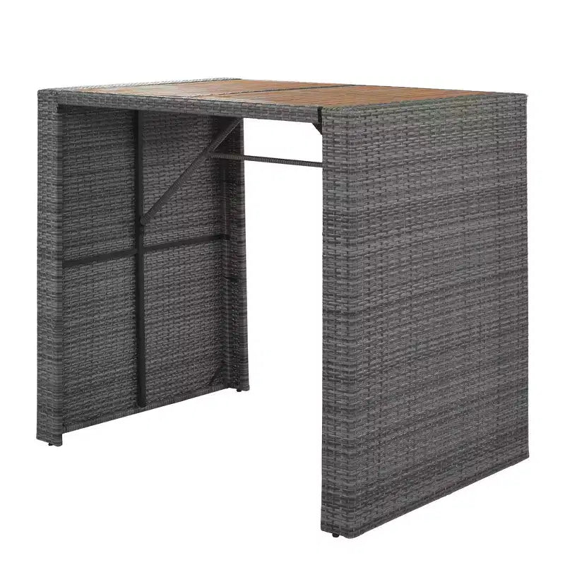 Whisen 5-Piece Outdoor PE Rattan Wicker Bar Height Table Set With Foldable Tabletop and Cushions