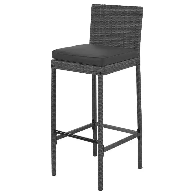 Whisen 5-Piece Outdoor PE Rattan Wicker Bar Height Table Set With Foldable Tabletop and Cushions