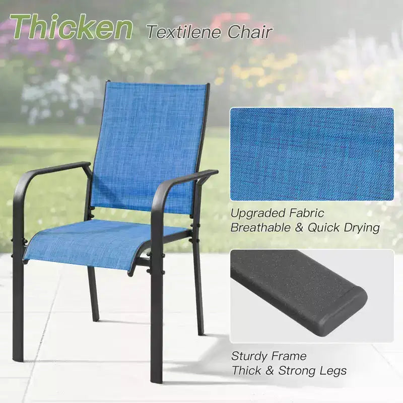 EROMMY 5 Piece Patio Dining Set, Outdoor Dining Table And Chairs Set For 4, 4 Textilene Chairs, 1 Iron Square Table, Patio Furniture Set For Deck