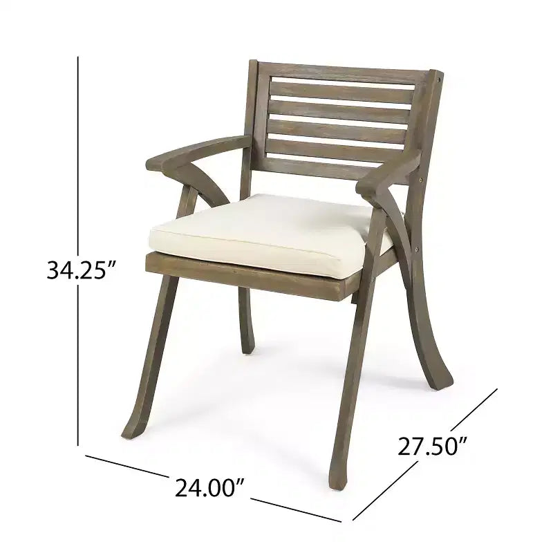 GDFStudio Zhana Outdoor Acacia Wood 7 Piece Dining Set with Cushion
