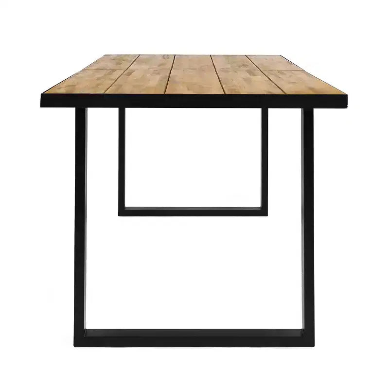 Christopher Knight Home Requeta Outdoor Acacia Wood and Resin 7 Piece Dining Set with 70.25 Dining Table, Black/Teak
