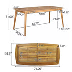 Christopher Knight Home Argo Ensemble de salle à manger d'extérieur 7 pièces en bois d'acacia avec table à manger de 71 po, Teck